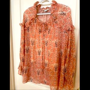 Sundance sheer ruffle blouse with liner sz L